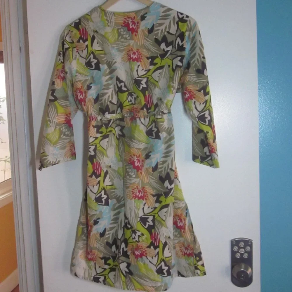CZ Cotton Cover Up Dress Women Size M Floral Lightweight Summer Beach Pool Dress - Picture 9 of 11